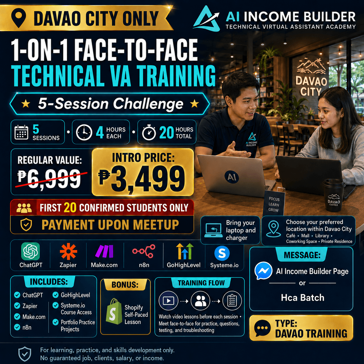 One-on-one face-to-face Technical VA training in Davao City promotional image