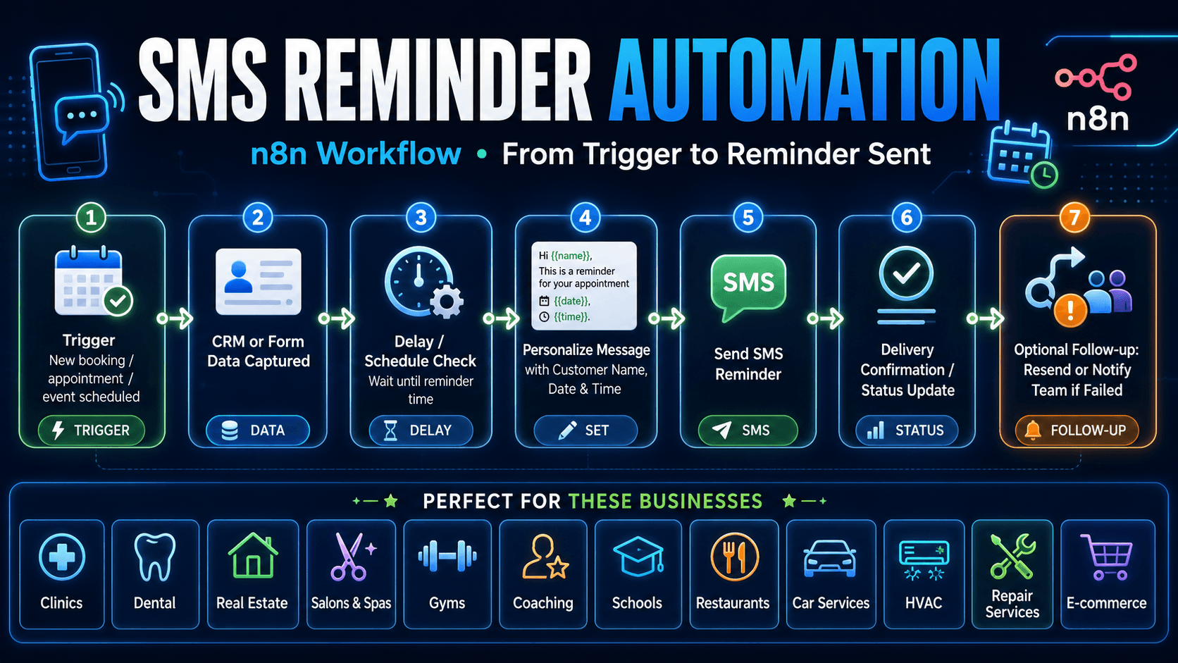 SMS Reminder Workflow portfolio concept visual